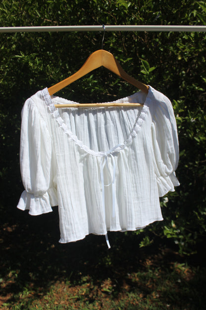 The Poppy Blouse - Glossy white