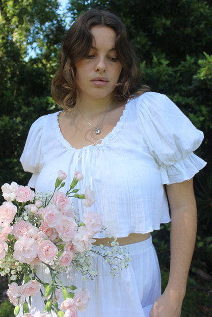 The Poppy Blouse - Glossy white